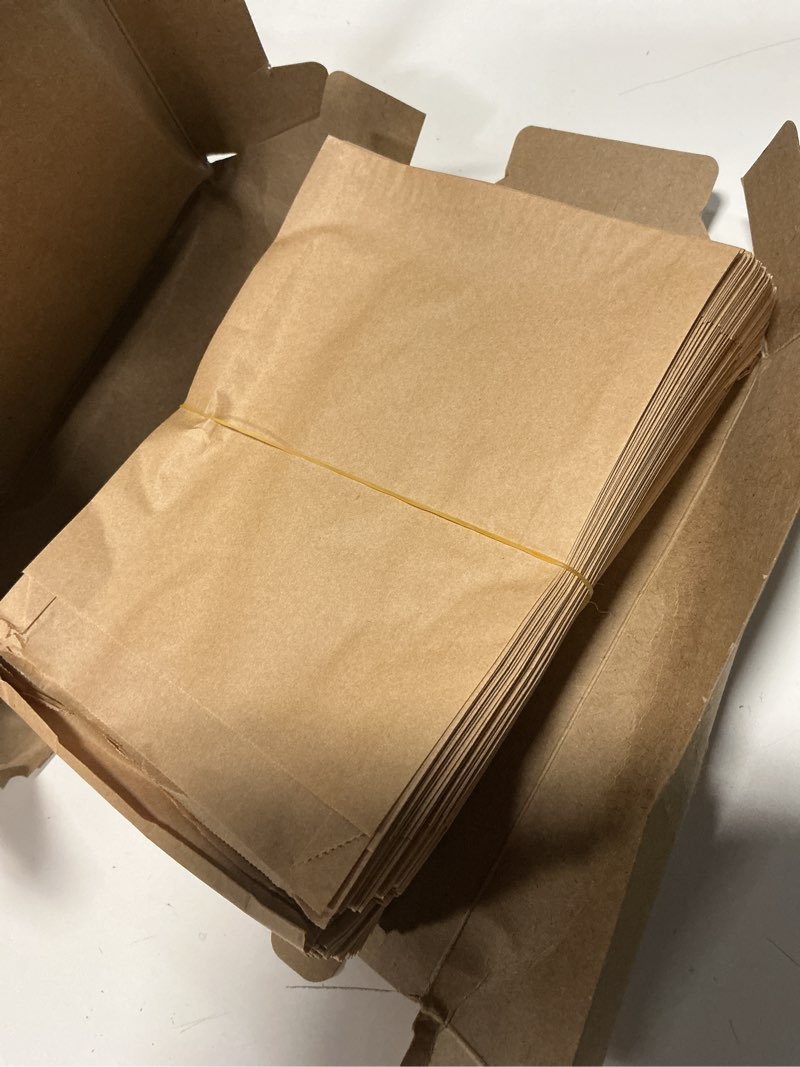 Condition photo showing Good Condition for kraft paper sandwich style bags (200) 6"x 1"x 8" dry wax grease resistant bags. perfect for sandwiches, cookies, pastries, take out, and gifts. made in usa. brown