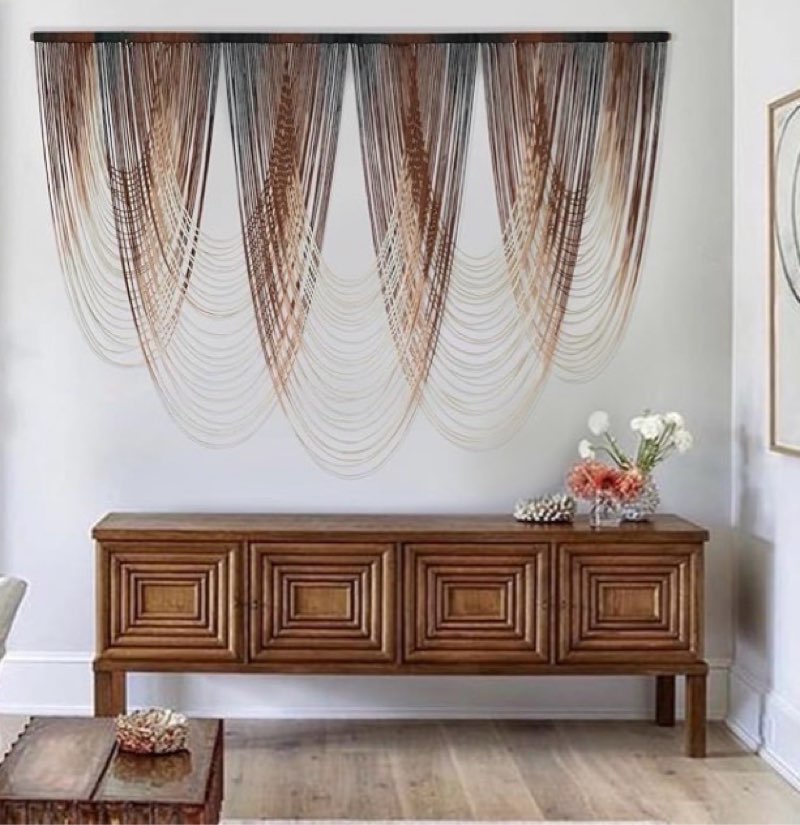 IOWER Macrame Wall Hanging Brown Dip-Dyed Large Macrame Wall Decor For Living Room Boho Fiber Art fo