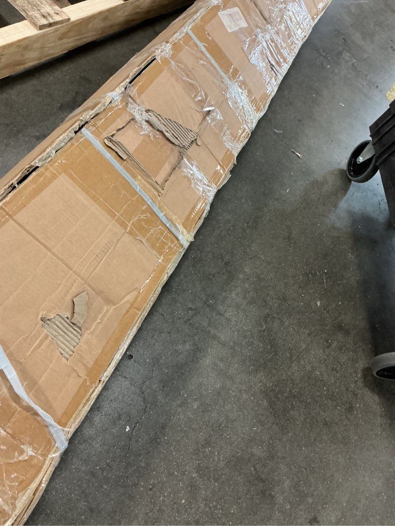 Condition photo showing Good Condition for 28in x 84in mdf sliding barn door with 5ft barn door hardware kit & handle, pre-drilled holes easy assembly -solid barn door slab covered with water-proof pvc surface, white, h-frame 28'' x 84'' white
