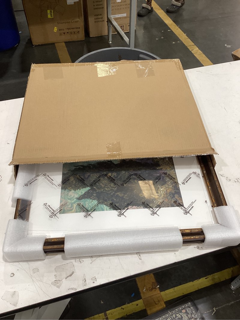 Condition photo showing New/Like New for yaetm 16x20 vintage picture frame, ornate antique gold 16x20 frame for wall, white mat for 11x14 photos, 1.4-inch wide molding - portrait or landscape - wall mount for home (black/gold, single) 16x20 - 1 pack antique gold & black