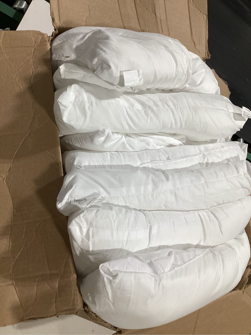 Condition photo showing As Is for calibrate timing plush and durable throw pillow inserts - 18 x 18 inches set of 8, hypoallergenic polyester fiber fill - perfect for decorative cushion covers, sofa and bed accent 18 x 18 inch (pack of 8)