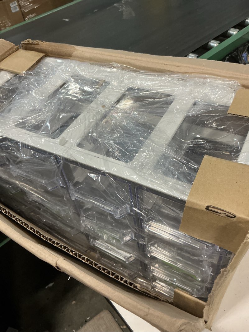 Condition photo showing Good Condition for Blue Ginkgo Medium 16-Drawer Cabinet – Stackable Clear Organizer for Hardware, Beads, Plastic Bricks, Office, and Craft Storage (Made in Korea, Gray) 16 Drawer GREY