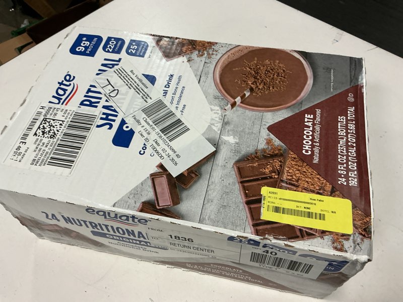 Condition photo showing New/Like New for (bbd:04/23/27 ) equate original meal replacement nutritional shakes  chocolate  8 fl oz  24 count
