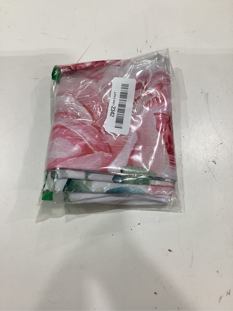 Condition photo showing New/Like New for curtain valances, watercolor pink flowers and eucalyptus semi sheer curtain valances, rod pocket short window treatment light filtering decor valances for kitchen living room bedroom windows - 42"x12" watercolor pink flowers 12"w x 42"l (pack of 1)