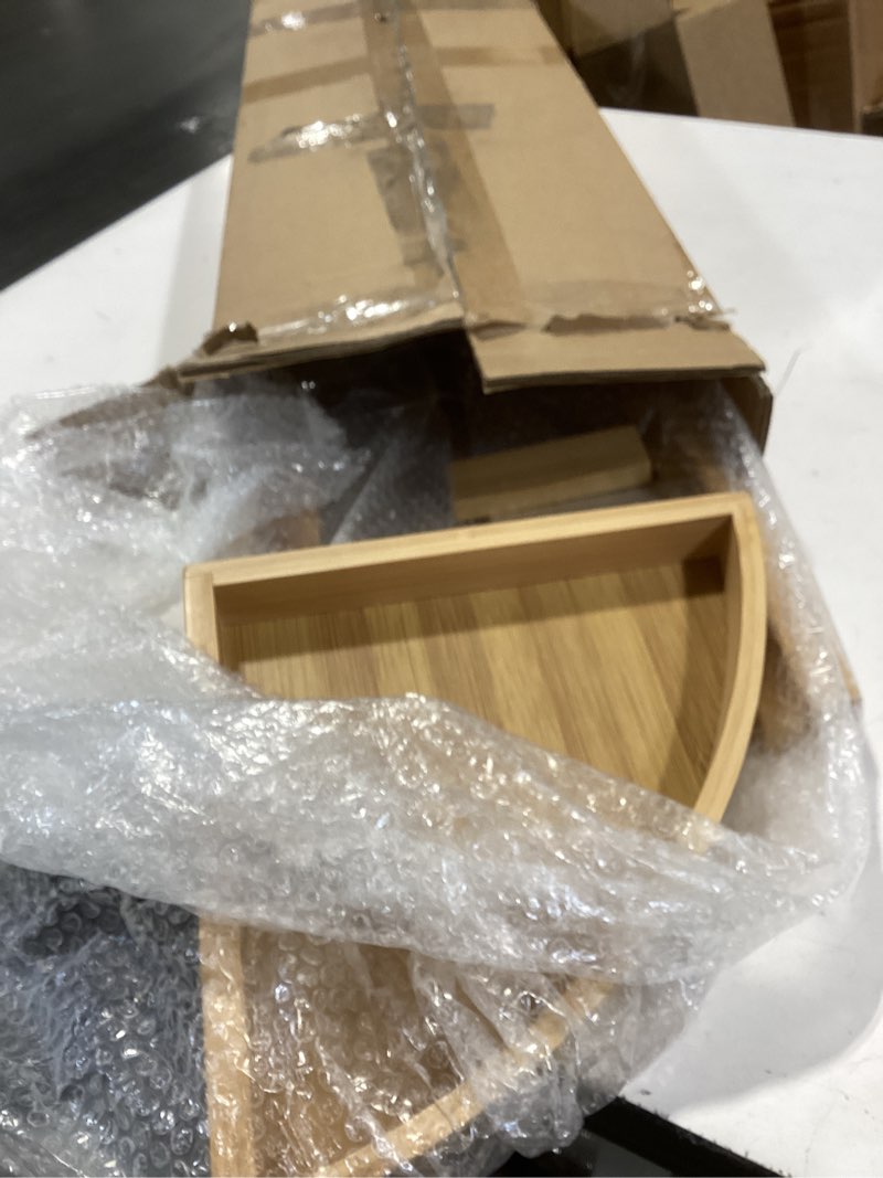 Condition photo showing Good Condition for 2025 New Bamboo Standing Shelf, 3 Tier Corner Shelf Staand, Free-Standing Shelf Units, Triangular Curved Corner Shelf Stand for Space-Saaving Display Ideal for Bathroom/Kitchen/Living Room Storage 3-Tier