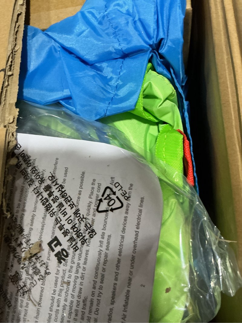 Condition photo showing Good Condition for Inflatable Bounce House with Blower, 7 in 1 Jumping Castle with Slide, Ball Pit, Basketball Hoop, Ringtoss, Bouncer for Young Kids Aged 3-6, 116x 78x64 Inch