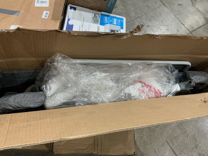 Condition photo showing Good Condition for bedside dog bed, 6-height adjustable elevated cat bed for small & medium puppy & cat, extension for human bed, pet bassinet with removable & washable cover, dogs couch with sides (30" l x 21" w) light gray large