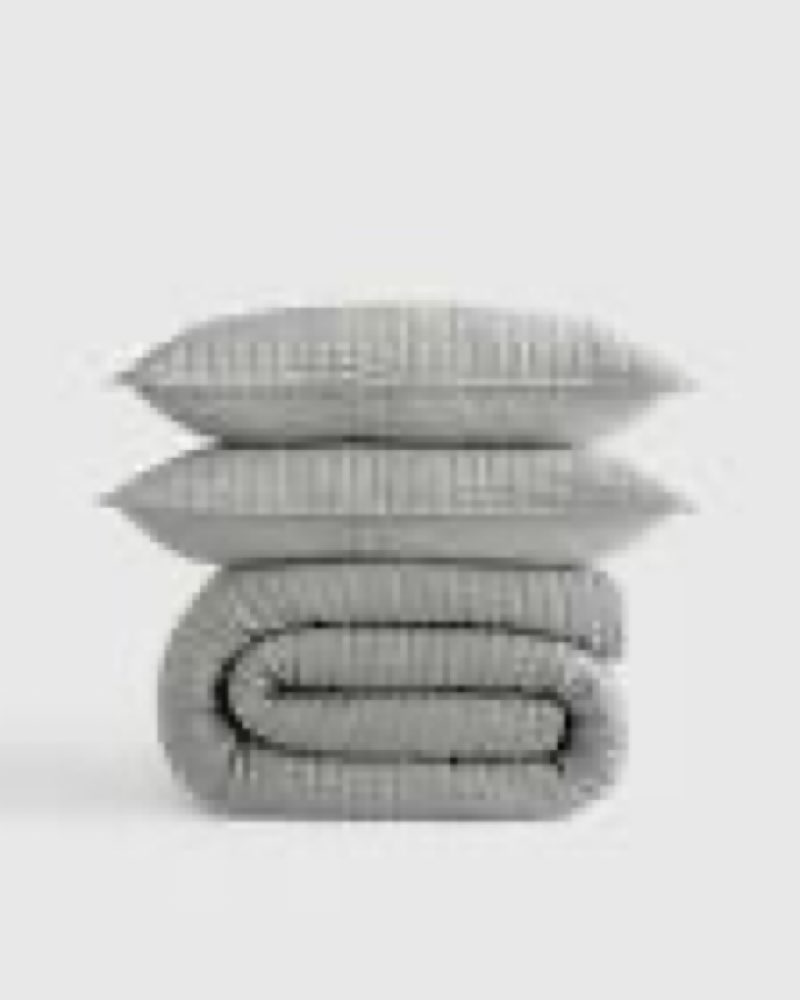 quince, european linen cotton stitch quilt set of 3(king)grey
