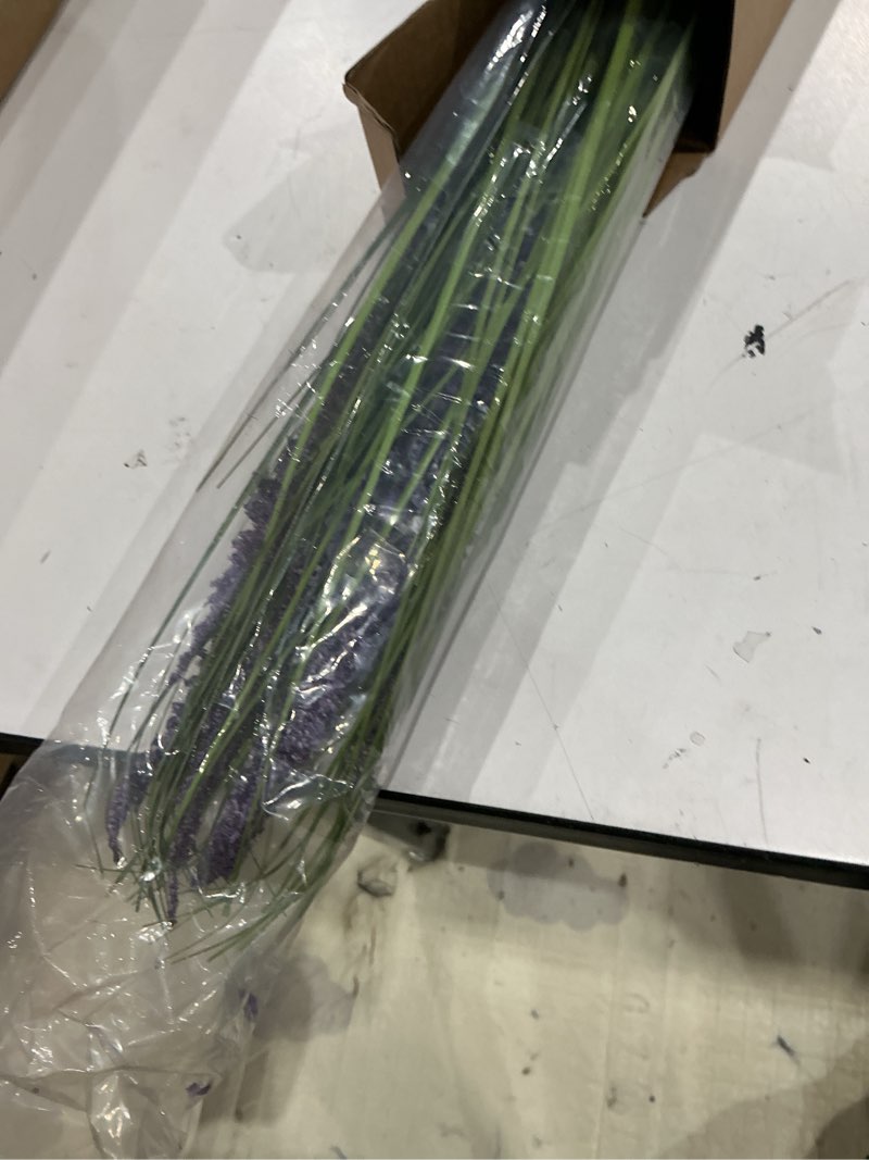 Condition photo showing Good Condition for 24'' tall faux lily turf (liriope muscari), realistic ornamental grass with small violet-purple flowers (6 pack)