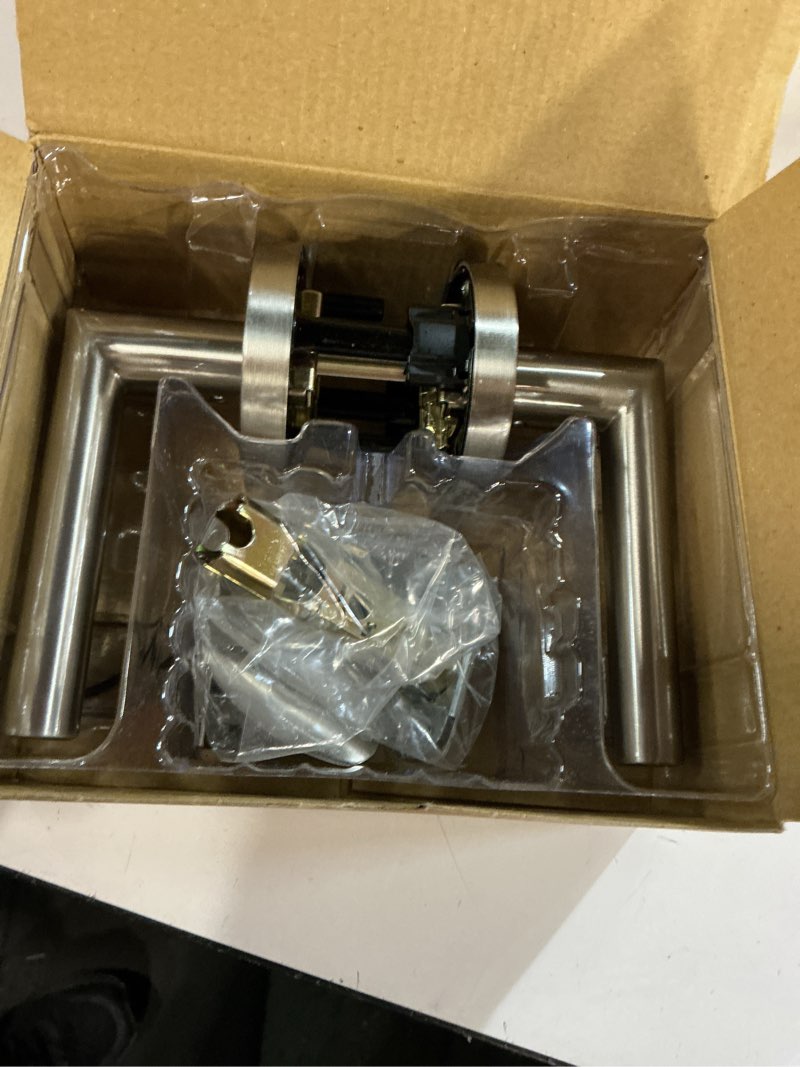 Condition photo showing Good Condition for Kwikset Milan Interior Passage Door Handle, Lever For Closet and Hallway Doors, Reversible Non-Locking Handle Lever, Satin Nickel Satin Nickel Passage