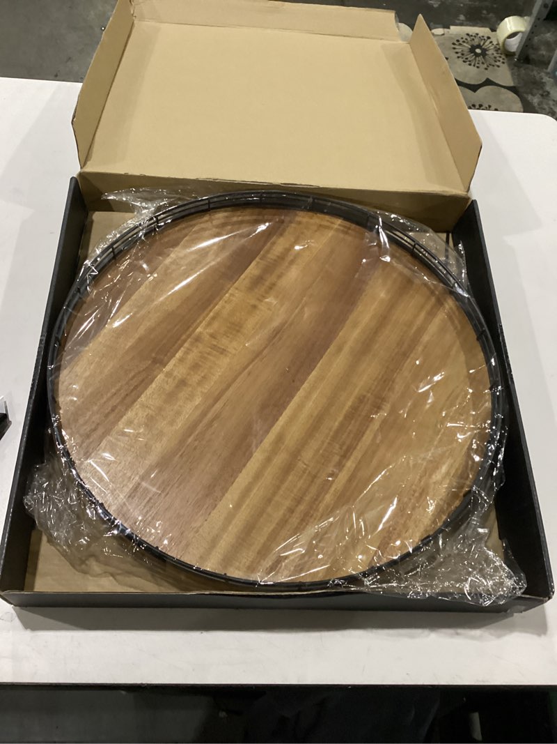 Condition photo showing New/Like New for Acacia Wood 18" Lazy Susan Turntable Organizer for Table Top, Farmhouse Large Round Lazy Susan for Cabinet Kitchen Centerpieces Dining Table, for Condiments Charcuterie, Bathroom Vanity Tray Decor