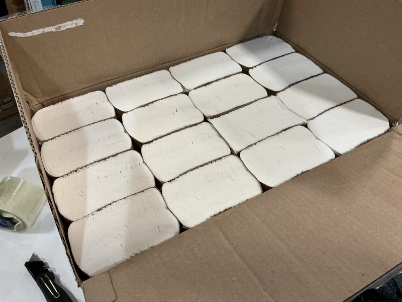 Condition photo showing New/Like New for amazoncommercial fsc certified ultra plus universal multifold paper towels, 2400 count, 16 pack of 150, white