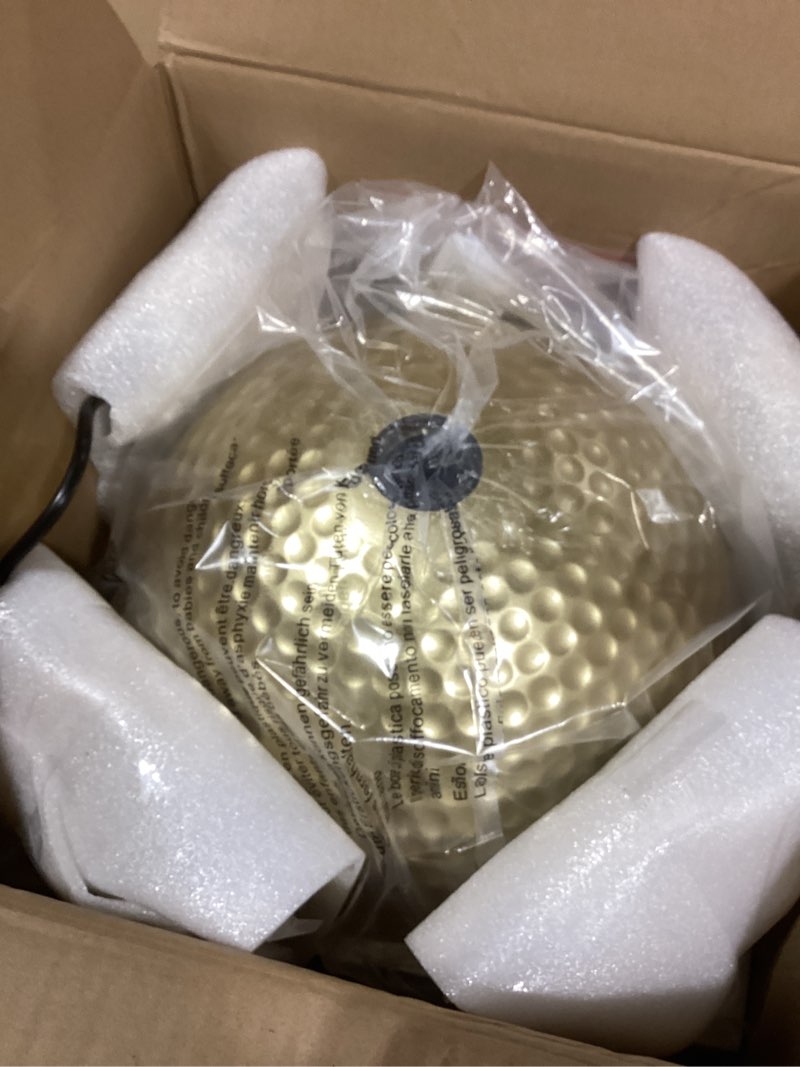 Condition photo showing As Is for 12 Inch Gold Pendant Lights Hammered Matte Pendant Lights for Kitchen Island Industrial Farmhouse Adjustable Height Dome Hanging Light Fixtures for Barn, Dining Room 3 Packs Gold M-3-Packs