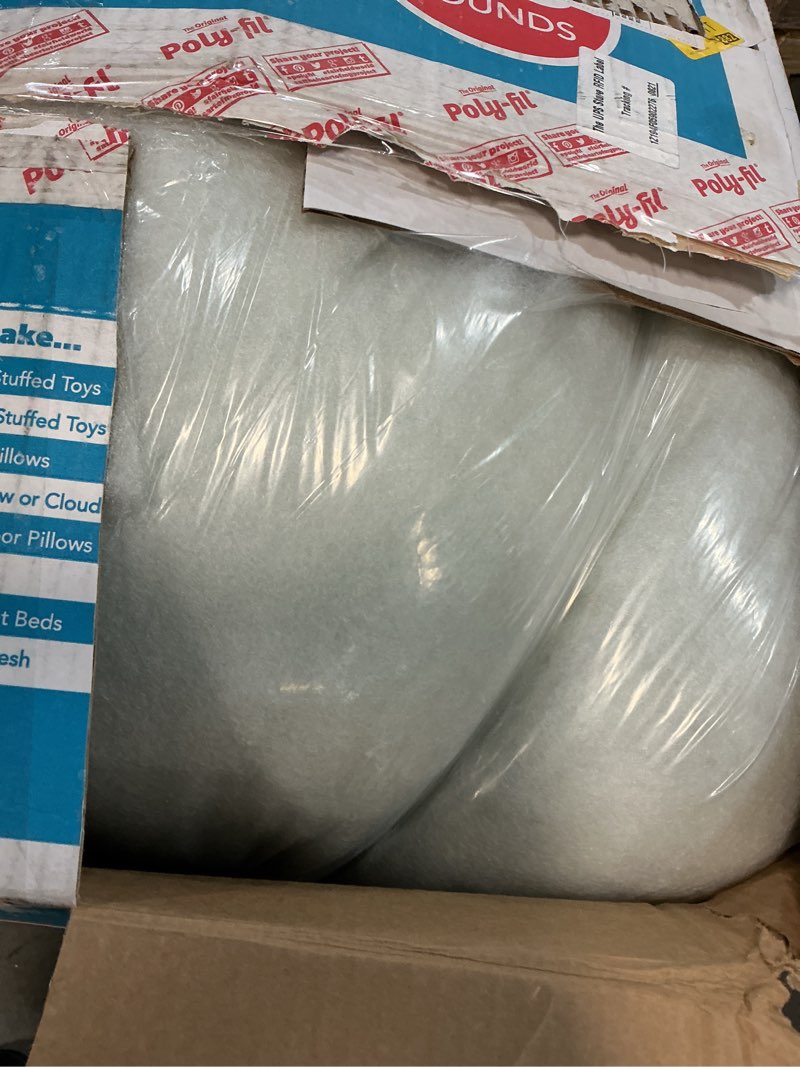 Condition photo showing Good Condition for fairfield the original poly-fil, premium polyester fiber fill, soft pillow stuffing, stuffing for stuffed animals, toys, cloud decorations, and more, machine-washable poly-fil fiber fill, 20 lbs. box 20 lb white