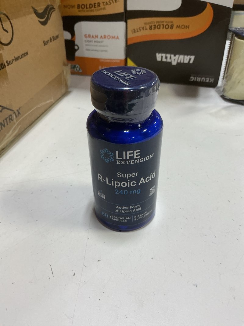 Condition photo showing New/Like New for ((EXP:04/2026))Life Extension Super R-Lipoic Acid – Healthy Aging, oxidative Stress Defense – with 240 mg of Active R-Form of R-Lipoic Acid – Gluten-Free – Non-GMO – Vegetarian – 60 Capsules 60 Count (Pack of 1)