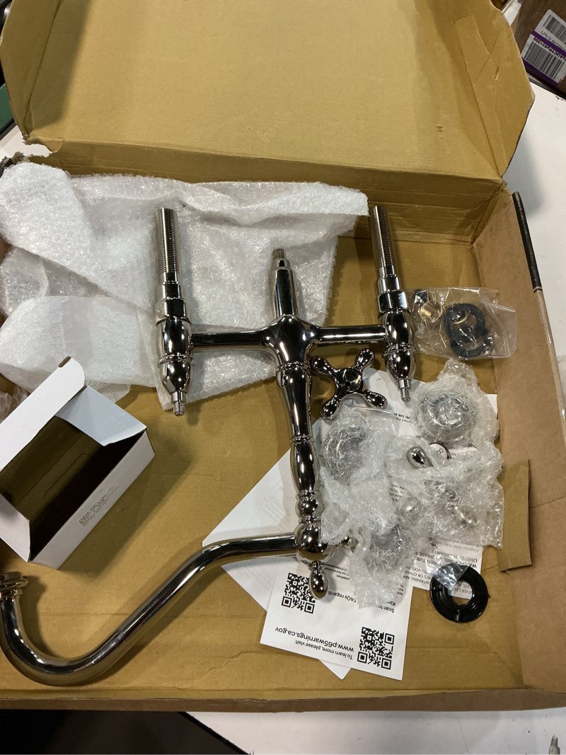 Condition photo showing Good Condition for kingston brass ks1276axbs heritage bridge kitchen faucet with brass sprayer, polished nickel