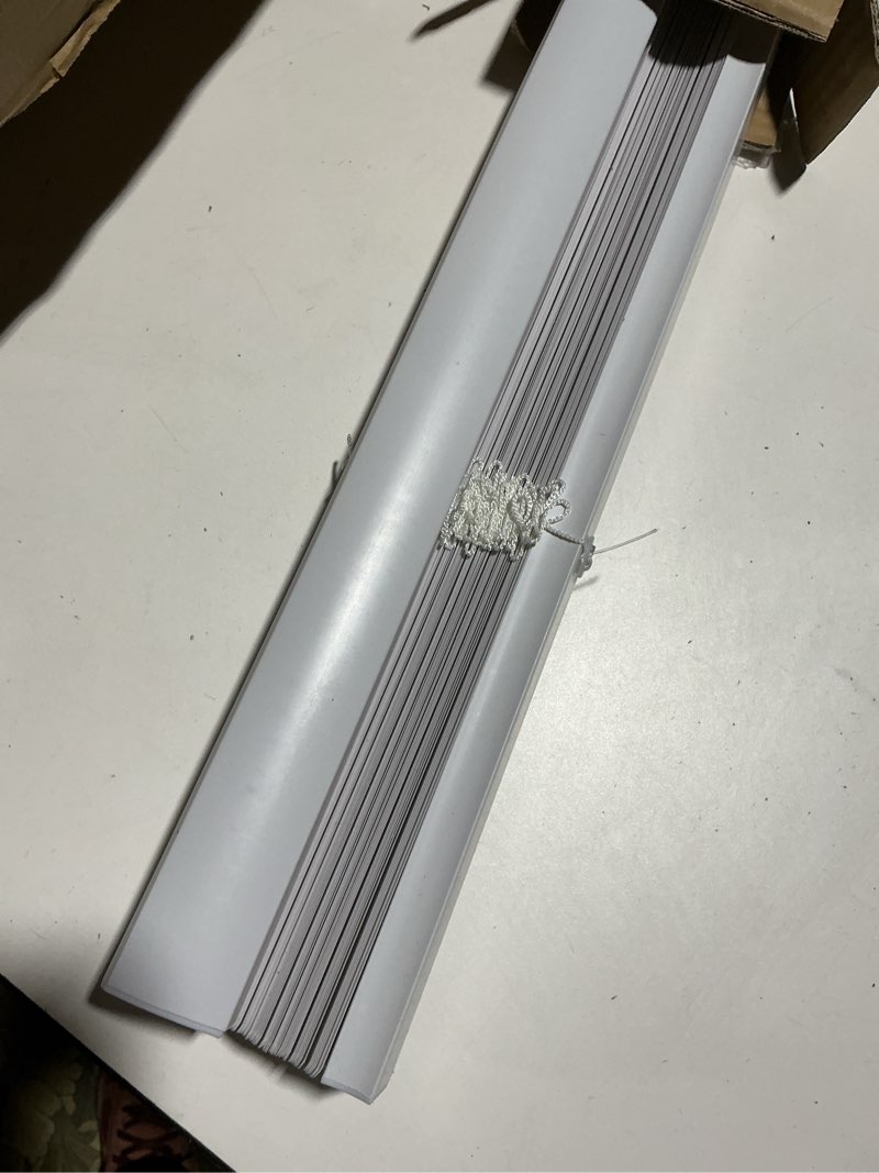 Condition photo showing As Is for CHICOLOGY Blinds for Windows , Mini Blinds , Window Blinds , Door Blinds , Blinds & Shades , Camper Blinds , Mini Blinds for Windows , Horizontal Window Blinds , Gloss White, 34"W X 48"H 34"W X 48"H White (Commercial Grade)