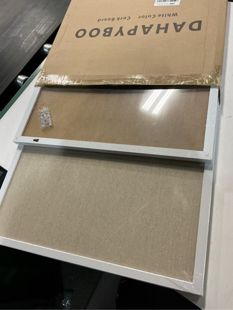 Condition photo showing New/Like New for Cork Board with Linen White 2Pack,Bulletin Board 30"x20" Hanging Corkboards for Office Home School Message Board or Vision Board Decoration. White-2p 20x30