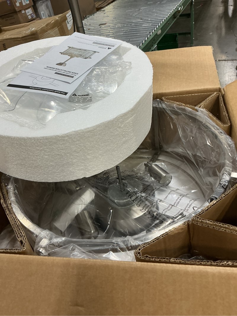 Condition photo showing Good Condition for 20" silver crystal fandelier ceiling fans with lights, silver crystal industrial chandelier ceiling fan with light and remote, caged with 6 speeds for bedroom, nursery, living room