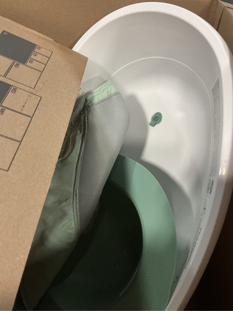 Condition photo showing Good Condition for ingenuity room to soak 4-in-1 baby bath tub, newborn to toddler, adjustable full coverage sling, supportive seat, includes 2 pour & rinse cups, easy release drain plug, 0m+ gray newborn to toddler