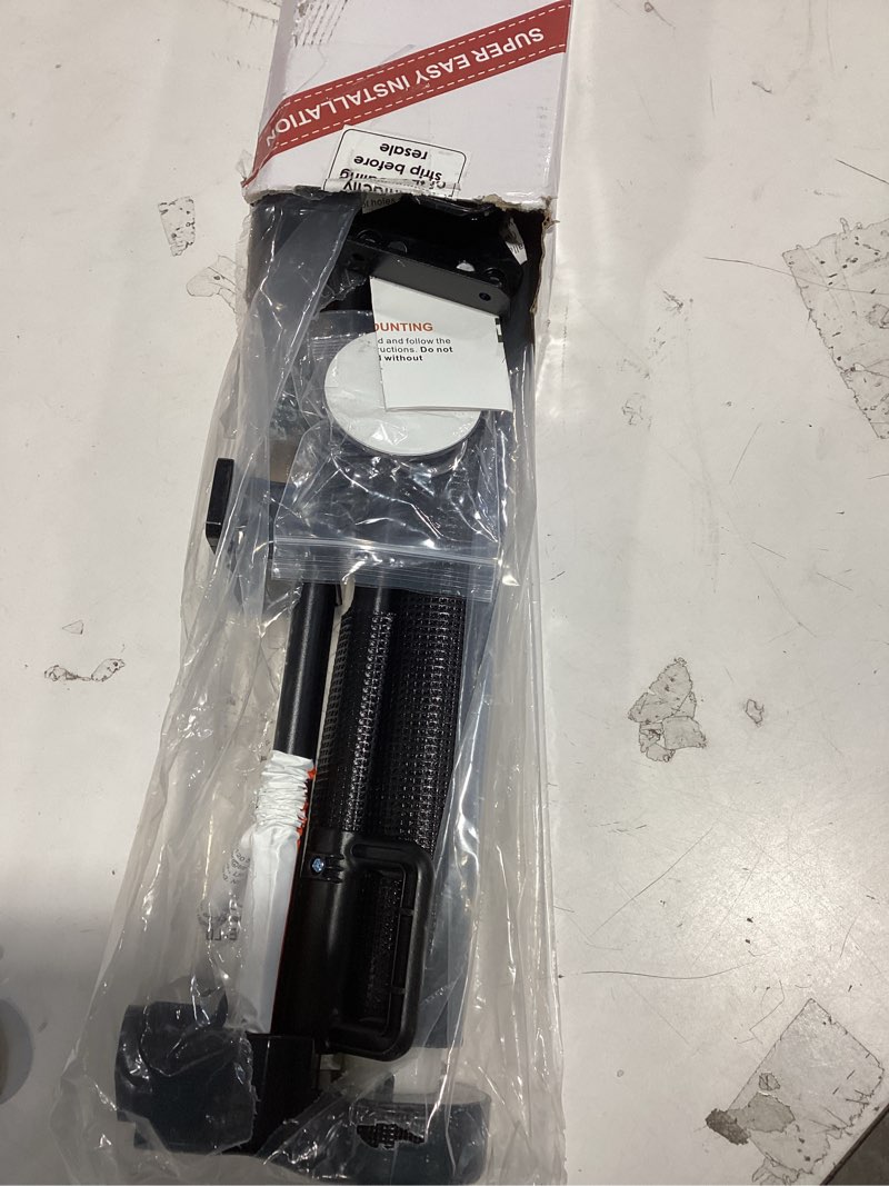 Condition photo showing New/Like New for Reinforced 28 Inch Tall Retractable Dog Gate Small Baby Gate - Easy Step Over Dog Gate Short Pet Gate with Support Rods, 55" Wide Retractable Baby Gate for Stairs, Puppy Gates for Doorways, Black Black (28" Tall x 55" Wide)