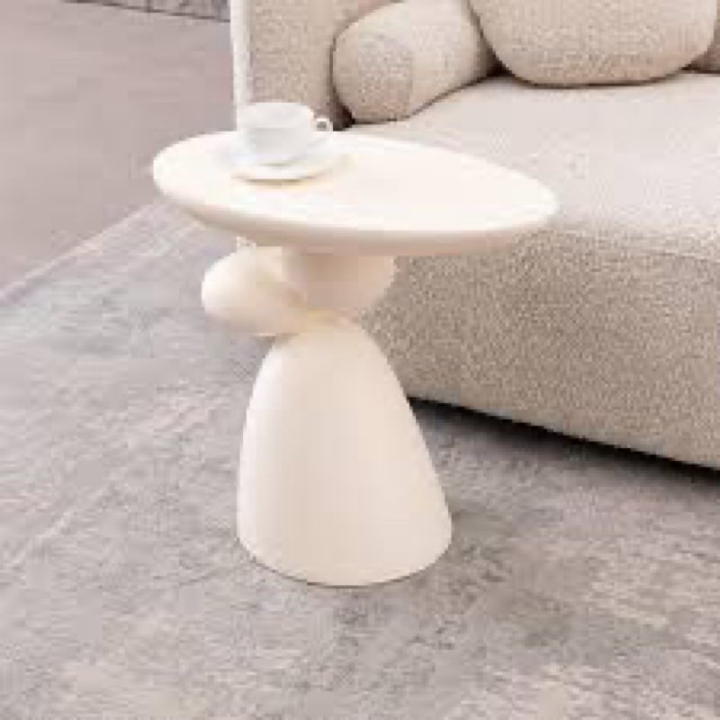 CDDUOLA Modern Resin End Table, Irregular Sofa Side Table for Indoor and Outdoor, Round Stone-Inspir