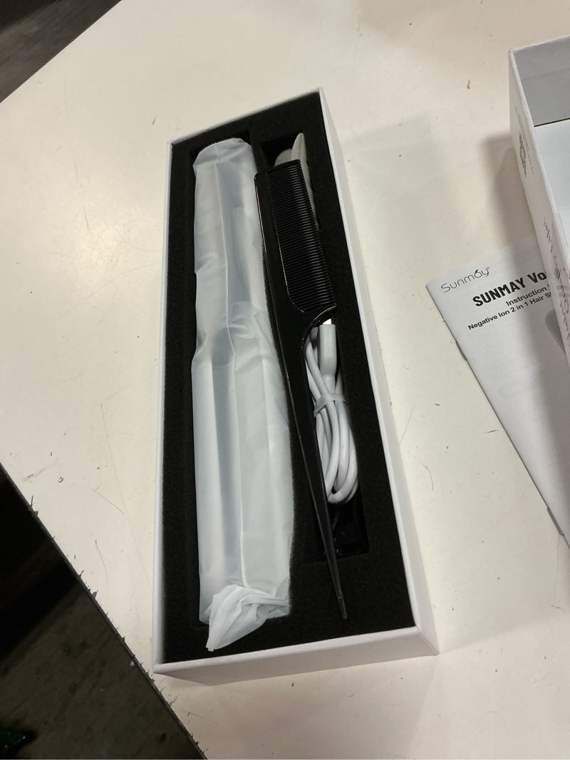 Condition photo showing Good Condition for cordless hair straightener, sunmay 2-in-1 titanium flat iron curler with negative ion, dual ntc temperature control, 20s fast heat-up, 3 heat settings, usb rechargeable portable travel straightener white plus