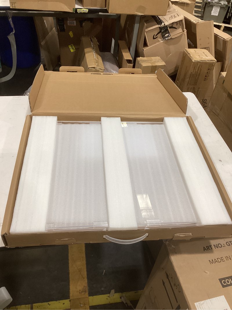 Condition photo showing Good Condition for modern frame clear acrylic freestanding pet gate - 24" high folding 3-panel dog barrier for doorways, stairs & large openings, indoor fence for dogs, puppies & cats 24" height-3 panel