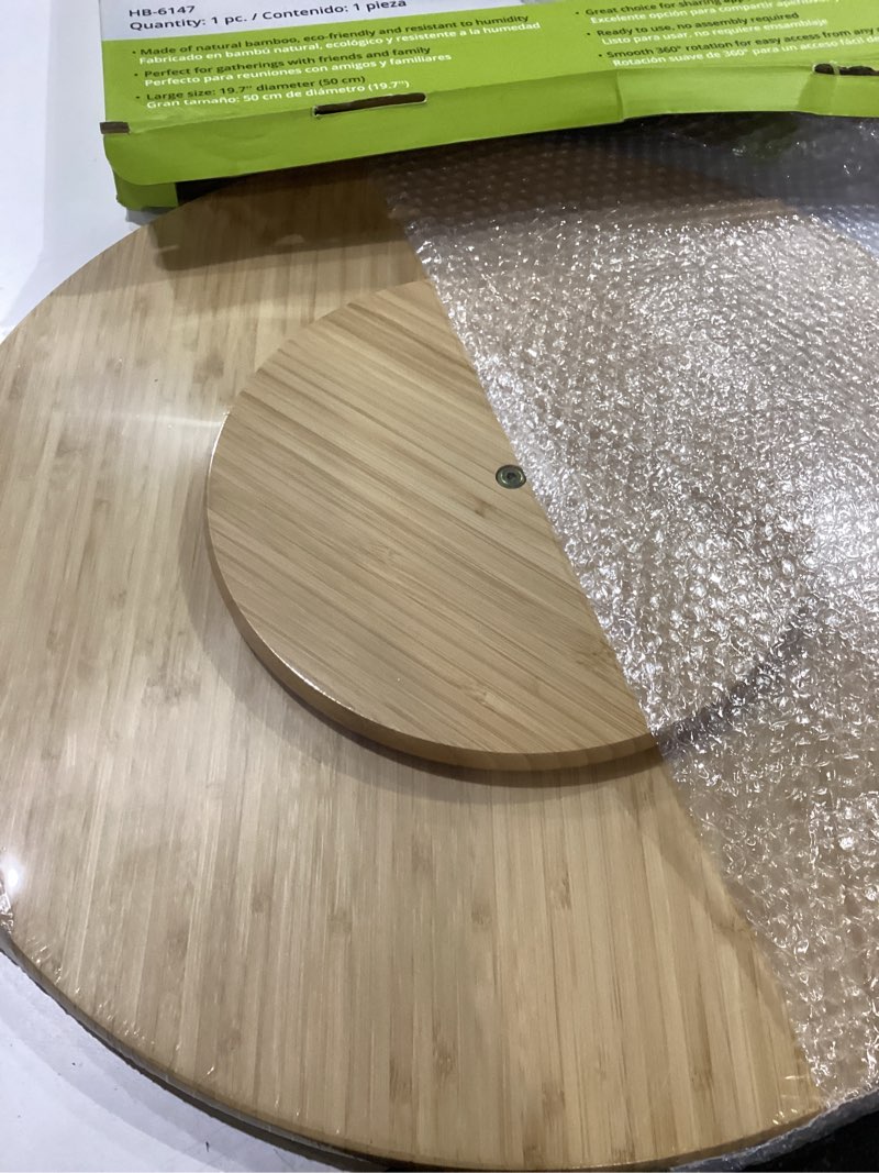 Condition photo showing New/Like New for 20 Inch Extra Large Bamboo Lazy Susan Turntable - 50 cm (19.7 Inch) Round Rotating Serving Tray for Kitchen, Dining Table & Parties (Bamboo, 20 Inch) Bamboo 20 Inch