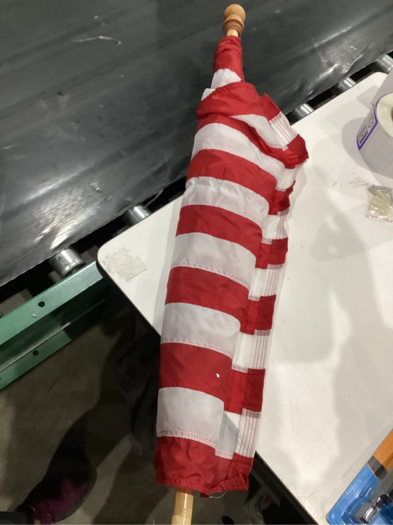 Condition photo showing As Is for https://www.uspatriotcolors.com/products/5ft-wood-pole-kit-with-poly-cotton-usa-50-star-flag-made-in-usa