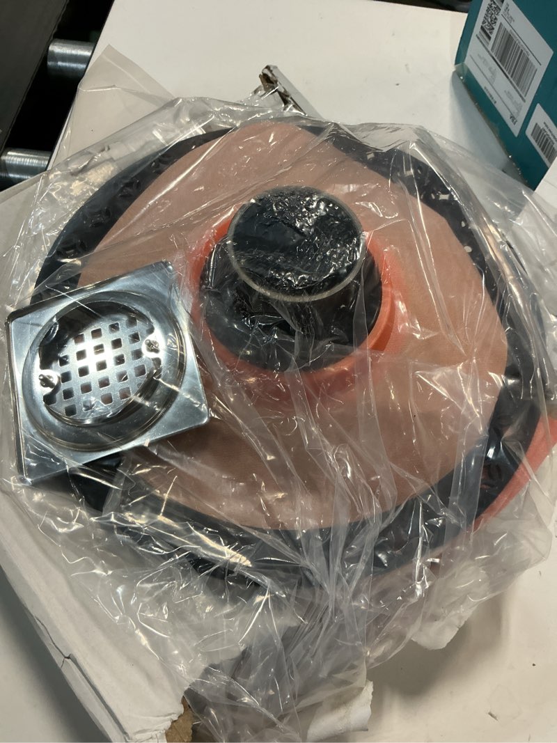 Condition photo showing Good Condition for Shower Drain Kit 2 Inch Integrated Shower Flange Kit Compatible with Schluter Systems Kerdi Drain, ABS Shower Drain Base Flange with 304 Stainless Steel 4'' Drain Grate and Waterproof Seals