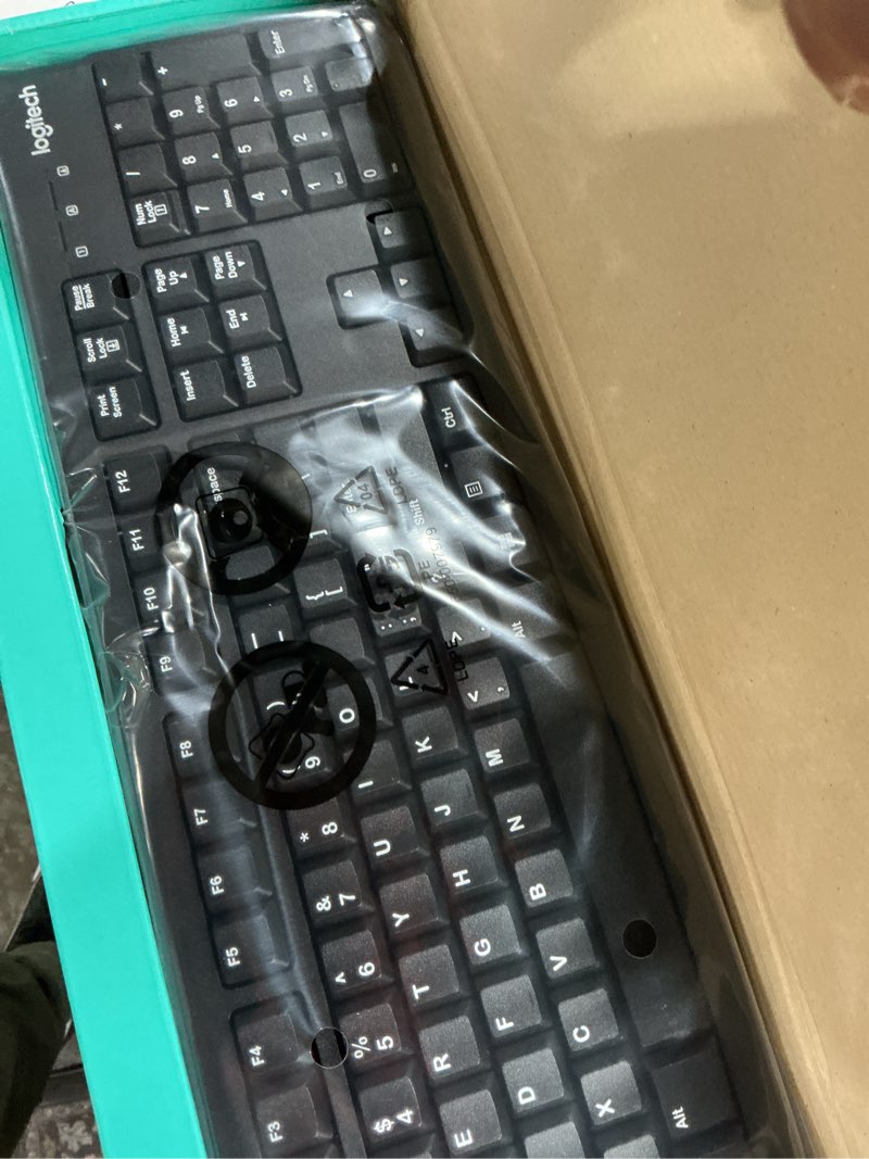 Condition photo showing New/Like New for logitech - k120  full-size wired membrane keyboard for pc with spill-resistant design - black