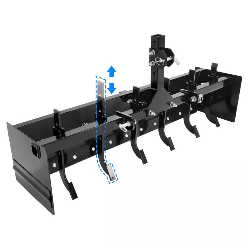Powder Coated Steel 55" Box Blade Scraper W/6 Scarifier Shank For Cat 0 & Cat 1