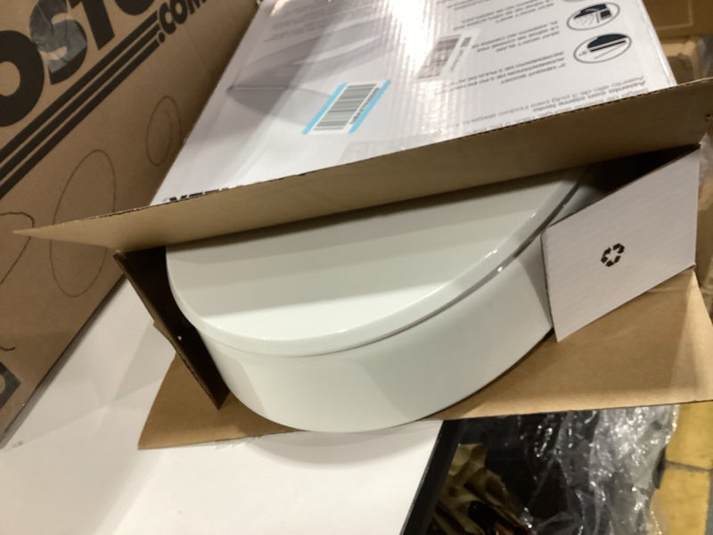 Condition photo showing As Is for KOHLER 25875-0 Hyten 3" Height, Elevated Soft Close Elongated Toilet Seat, Contoured Seat with Grip-Tight Bumpers, Quick-Attach Hardware, No Slam Toilet Seat, White White Elongated