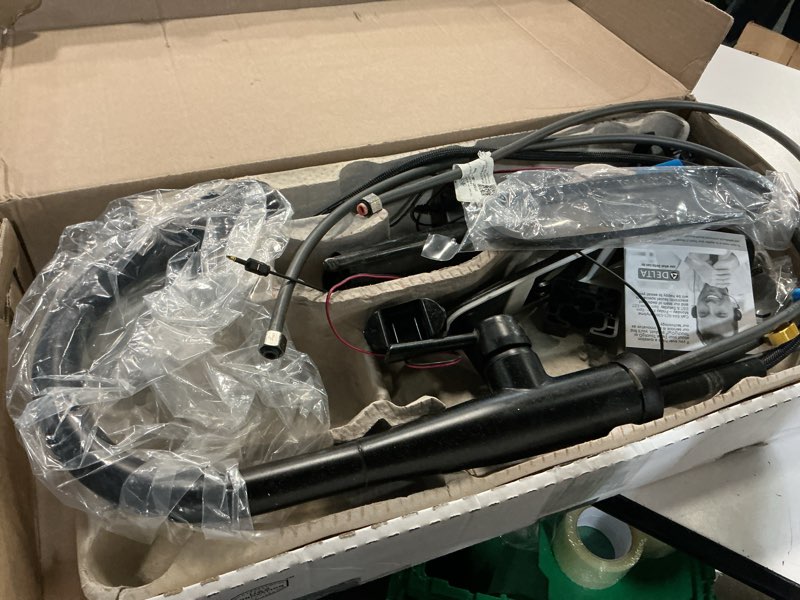Condition photo showing As Is for delta essa matte black touch kitchen faucet with pull down sprayer, modern single hole touch on kitchen sink faucet, single handle, matte black 9113t-bl-dst matte black touch activation