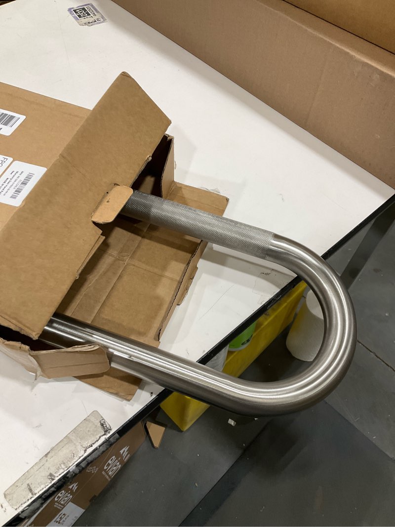 Condition photo showing Good Condition for Toilet Grab Bar 30.3 Inch, Munzong Anti-Slip Handicap Grab Bars with Paper Holder, Flip-Up Bathroom Toilet Safety Rails, Stainless Steel Knurled Support handrails for Seniors Elderly Disabled Pregnant 32 Inch Satin Nickel