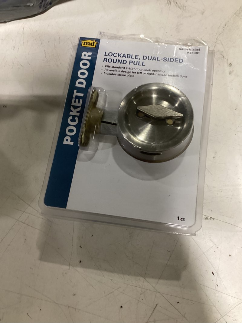 Condition photo showing Good Condition for m-d 2.375-in satin nickel pocket door pull