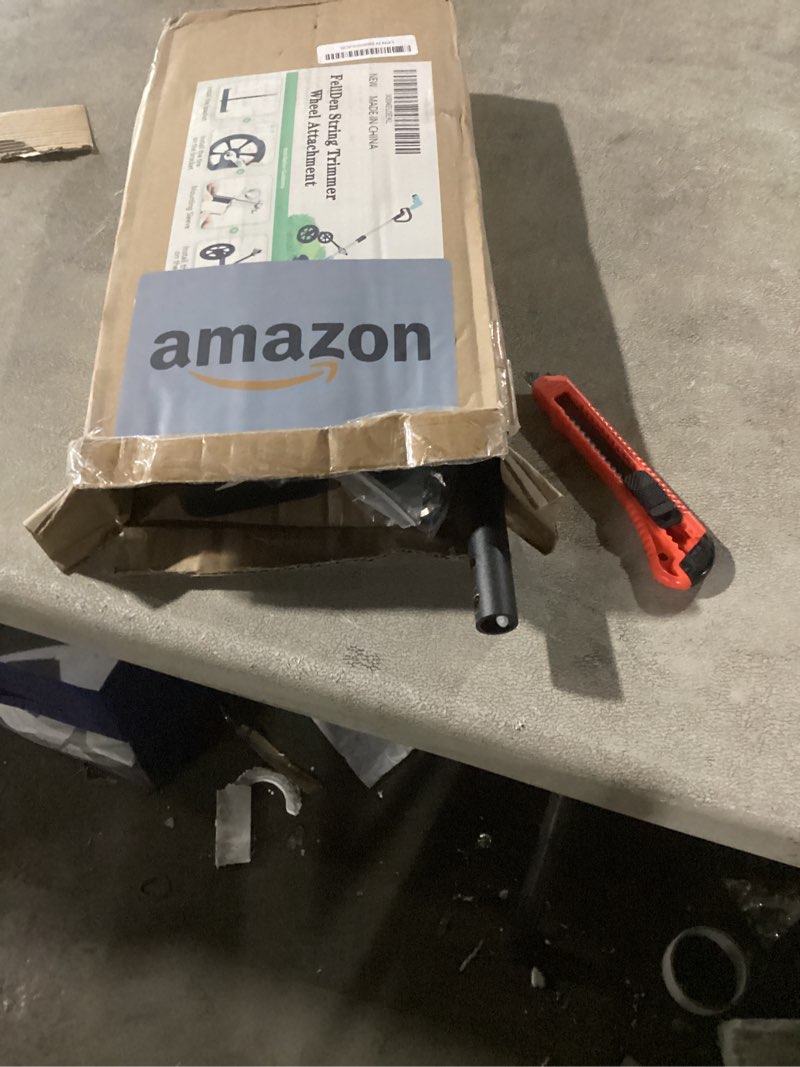 Condition photo showing Good Condition for String Trimmer Wheel Attachment, 20" Adjustable Height String Trimmer Support Wheel w 0.98-1.34" Shaft Tube for Gas String Electric Brushcutter