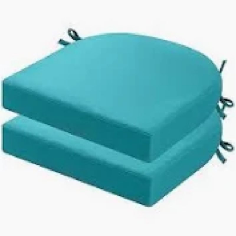 pcinfuns outdoor chair cushions set of 2,thick 19" x 19" x 3" cushion for patio furniture,round corner patio chair pads with ties, memory foam outdoor seat cushions,blue phoenix 19x19x3 inch (pack of 2) blue phoenix