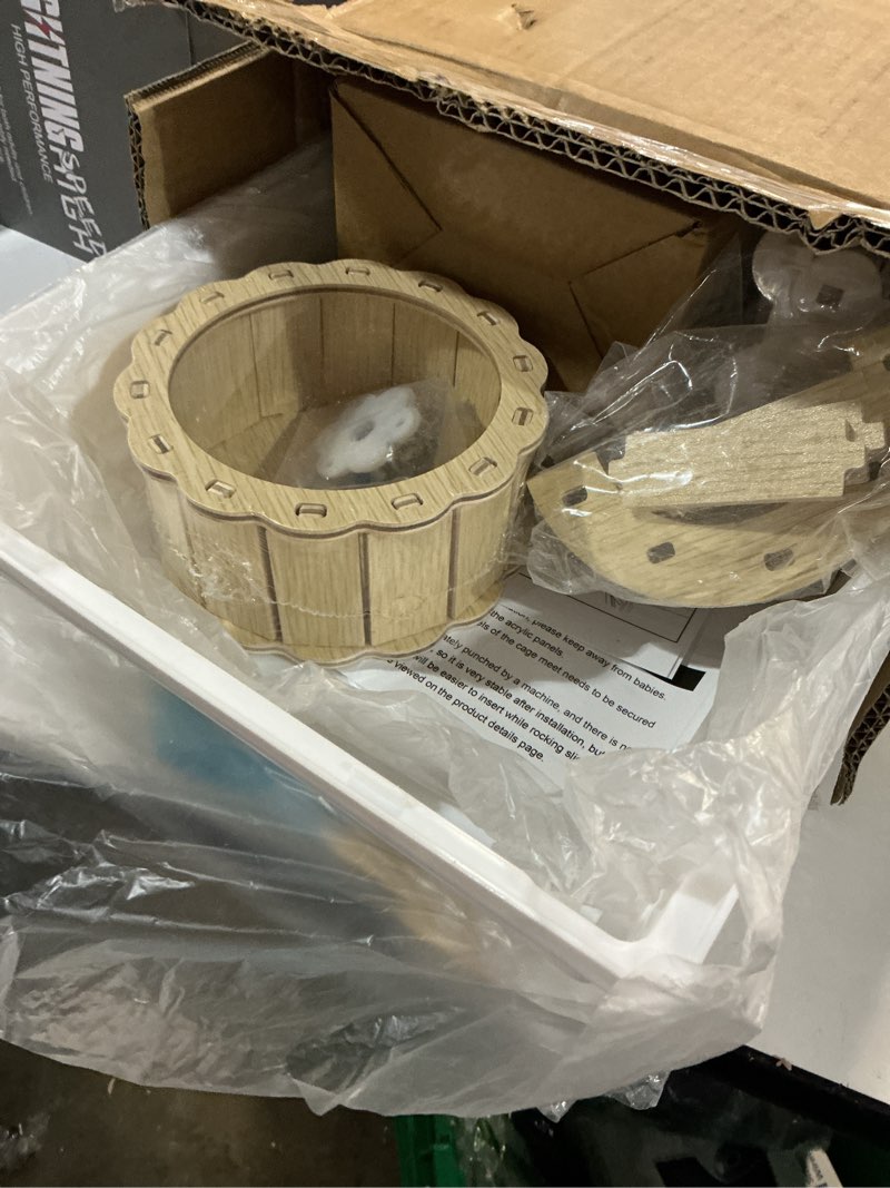 Condition photo showing New/Like New for cycodo 8 in 1 acrylic hamster cage,2-tier dwarf hamster cage with wooden wheel & hideout,small hamster habitat with accessories,clear pet mice house(white,14" l*10" w*11" h)