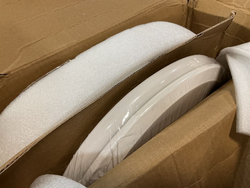 Condition photo showing As Is for toilet seat, round toilet seat with toddler seat built in, potty training toilet seat round fits both adult and child, with slow close and magnets- round 2 packs white round 2 pack with toddler seat
