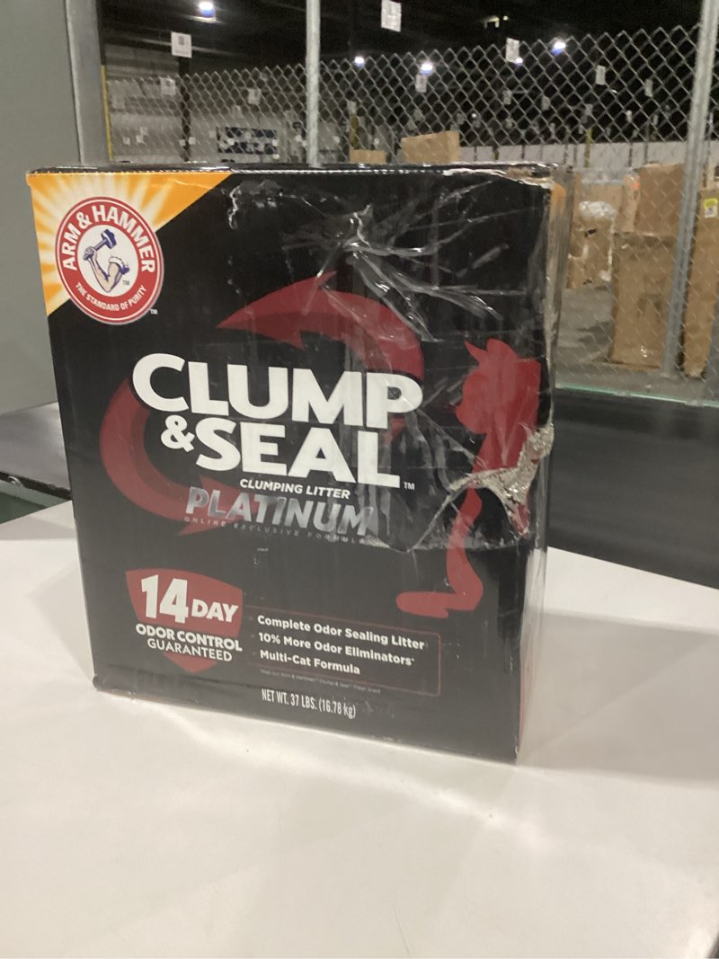 Condition photo showing As Is for ARM & HAMMER Clump & Seal Platinum, Complete Odor Sealing Clumping Cat Litter, Multi-Cat, 14-Day Odor Control, Online Exclusive Formula, 37 Lbs