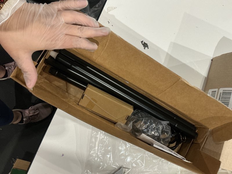 Condition photo showing Good Condition for kamanina black curtain rod 32 to 58 inch(2.6-4.8ft), adjustable curtain rods for windows 28 to 48 inch, 3/4 inch splicing drapery rods with twisted cage finial black 32-58"