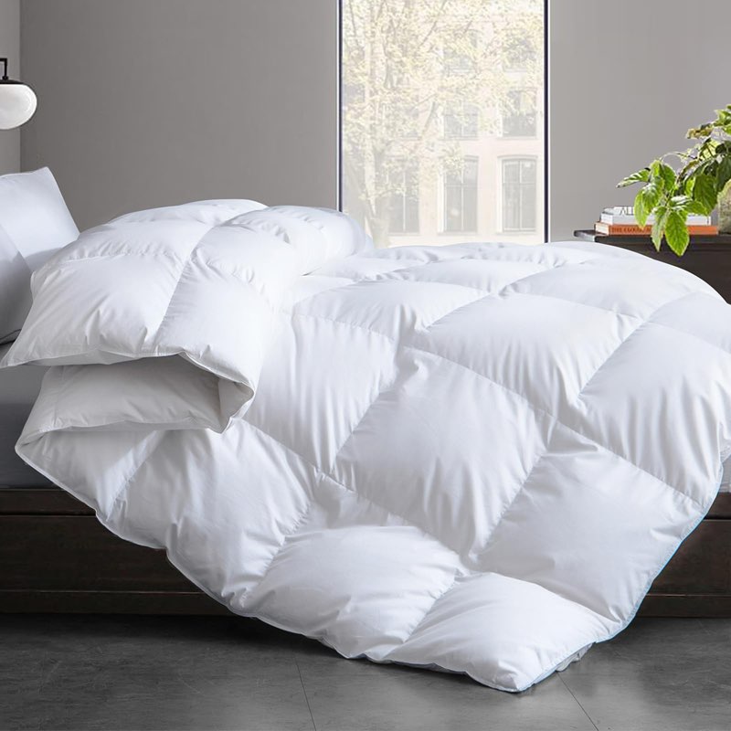 Cosybay Queen Size Feather Down Fiber Comforter - Ultra Fluffy 100% Cotton Duvet Insert, All Season 