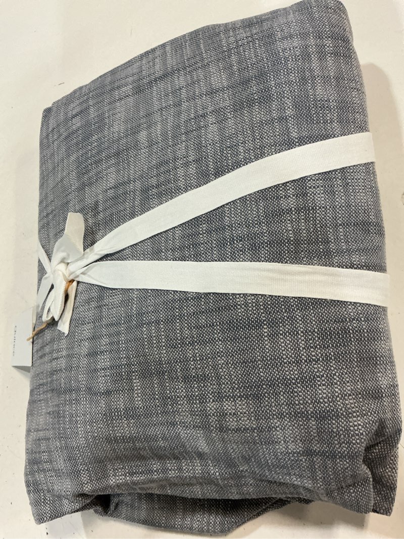 Condition photo showing Good Condition for textured cotton curtain, 48x108, blue single panel