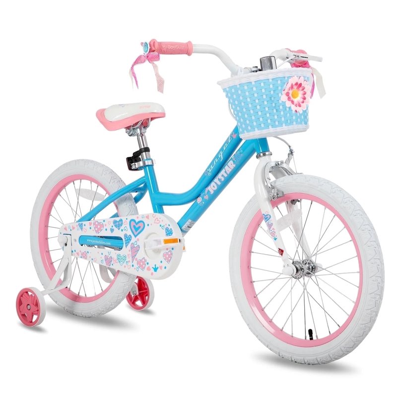 joystar angel girls bike 18 inch kids bike with kickstand for 5-9 years old girls,toddler bicycle,blue
