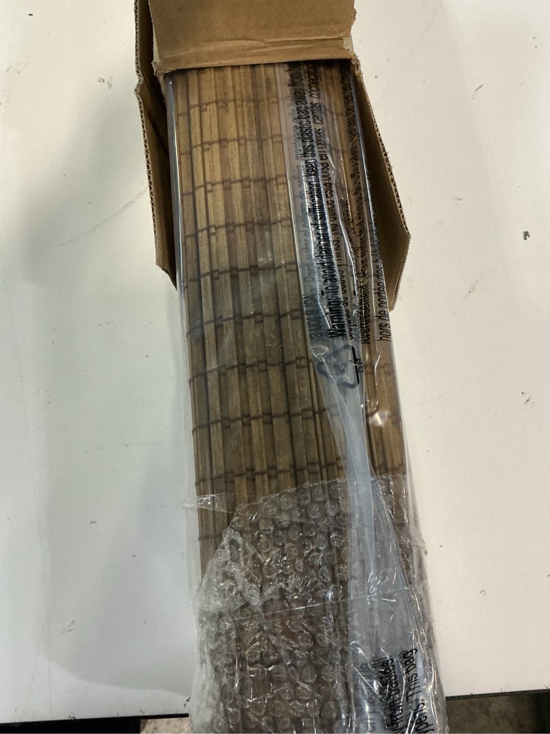 Condition photo showing Good Condition for cordless bamboo roman shades 20x48in, light filtering bamboo blinds for indoor windows, office, bathroom and living room, privacy teak.