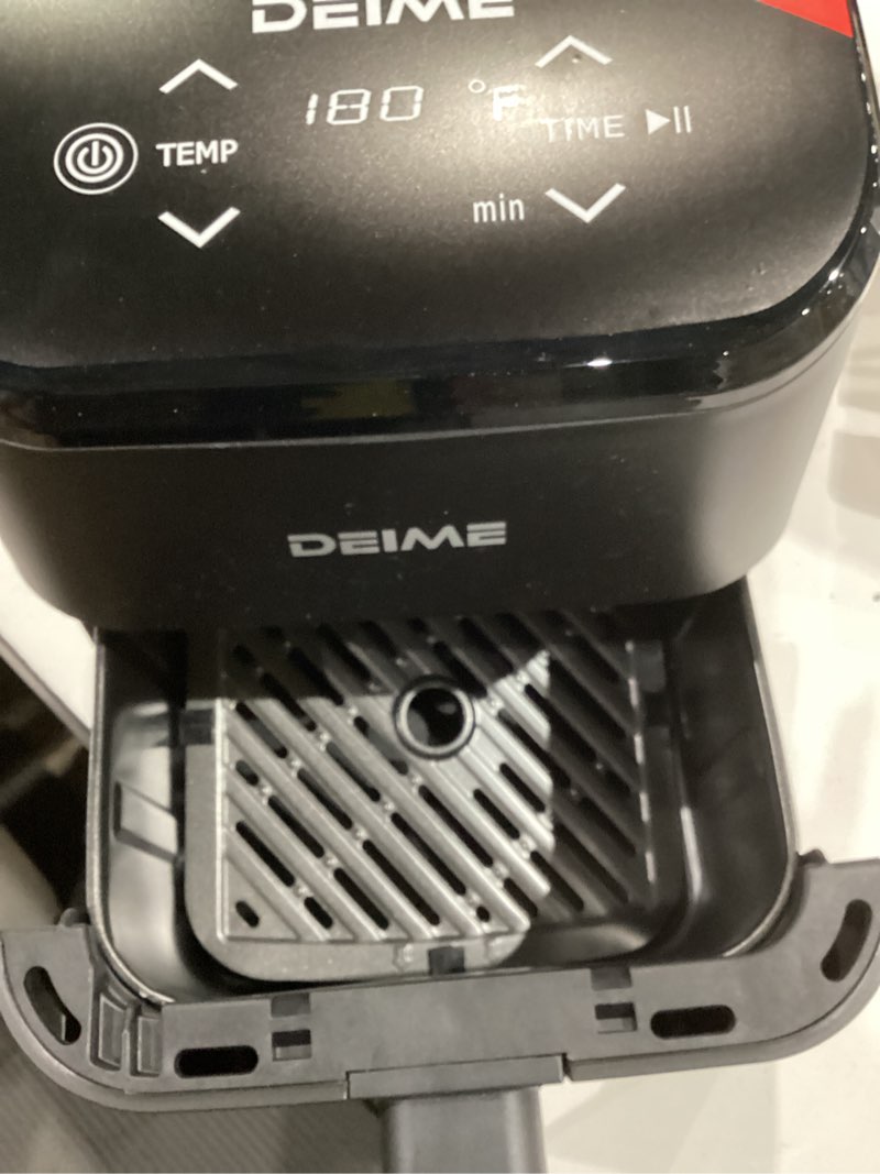 Condition photo showing Good Condition for deime air fryer, small digital 3 qt airfryer space saving compact, bake, reheat, roasts for quick easy meals, mini compact & quiet, nonstick & dishwasher safe basket (black) black-3qt