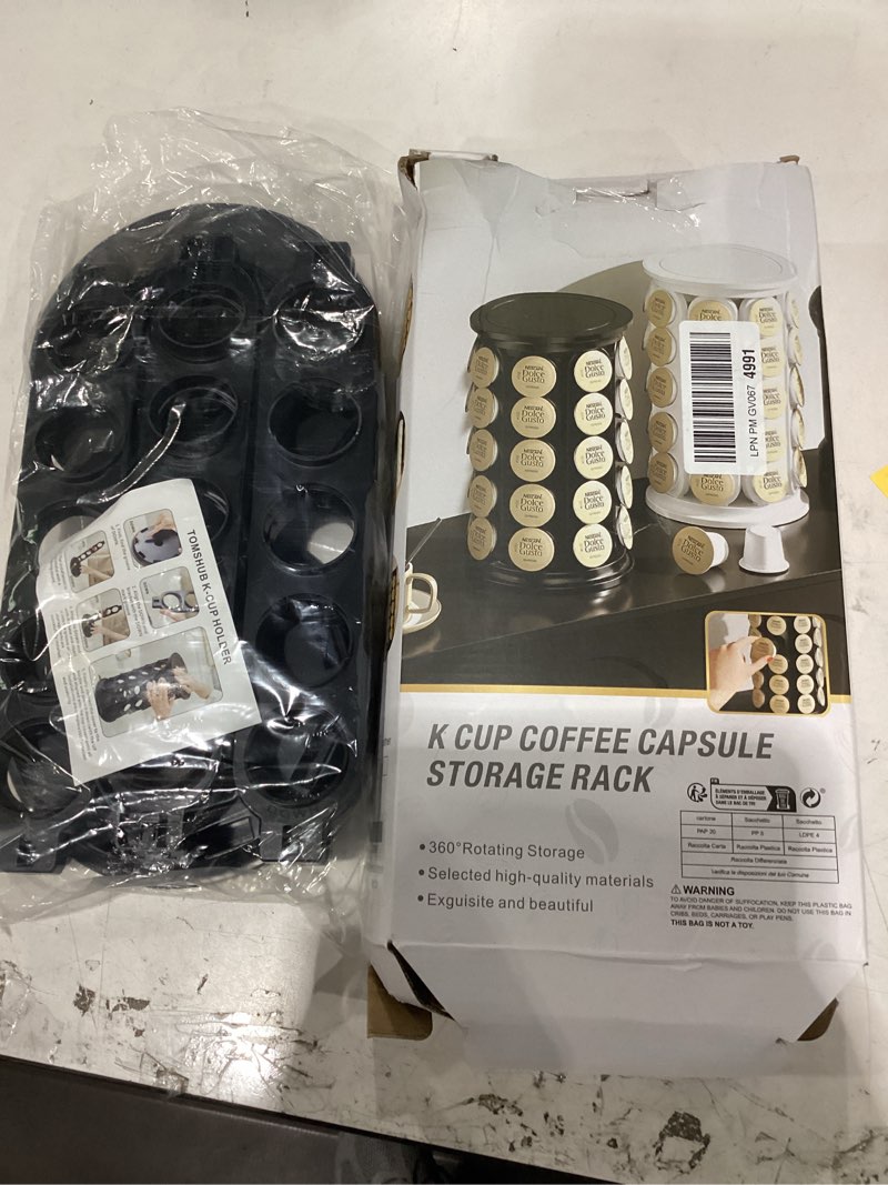 Condition photo showing As Is for missing parts k cup holder, coffee pod storage carousel holder organizer compatible with 40 keurig k-cup pods, home or office kitchen counter organizer black classic