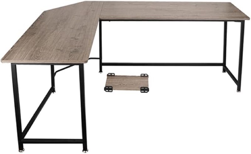 L-Shaped Desk Computer Corner Desk Modern Home Gaming Desk Office Writing Study Workstation Table with Bookshelf